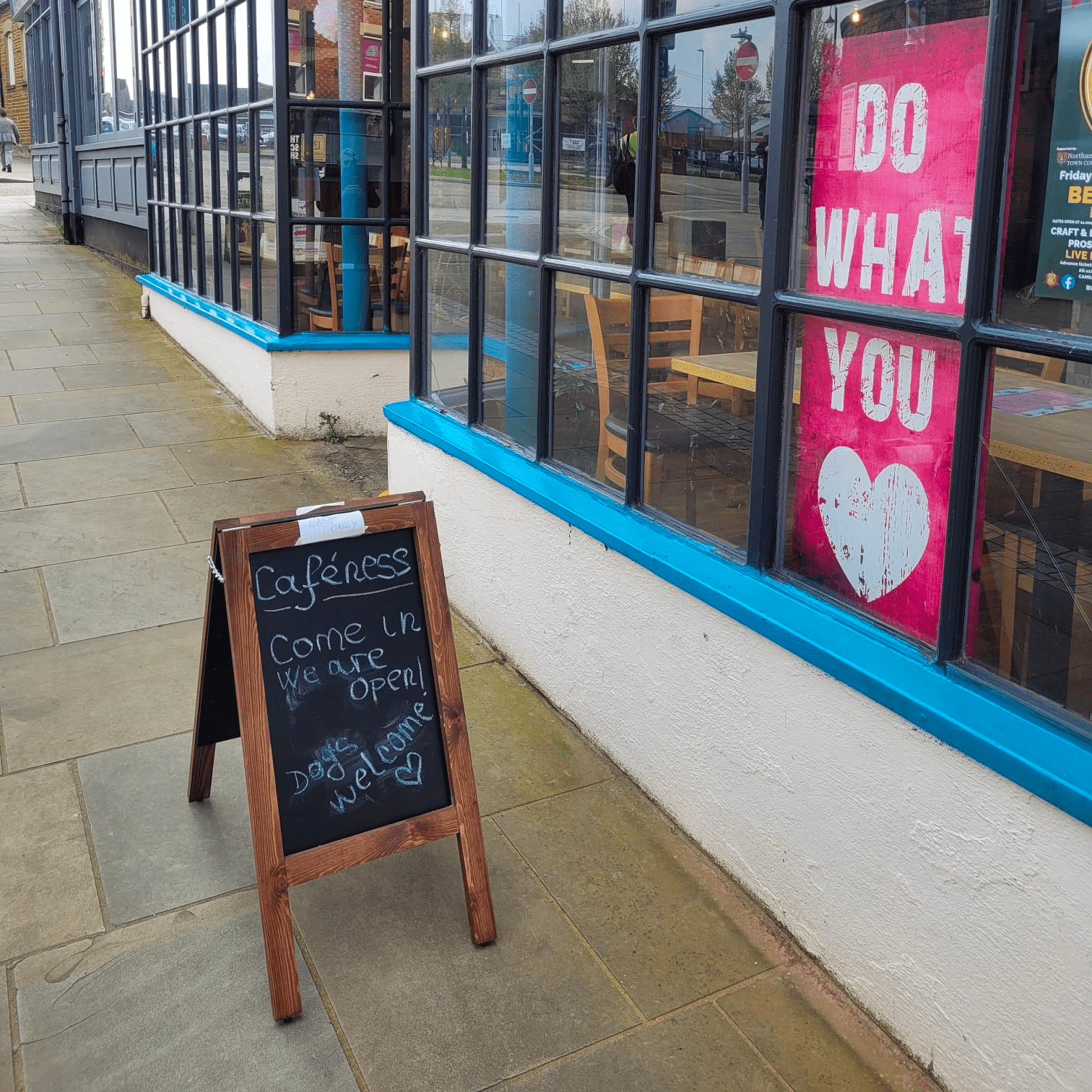 Cafeness outside sign..